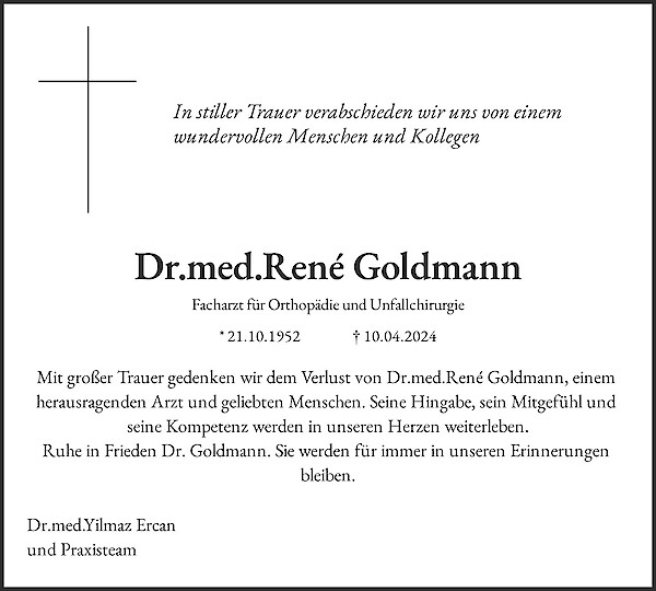 Traueranzeige von Dr.med.Ren&eacute; Goldmann