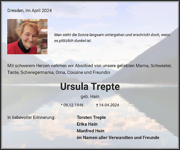 Traueranzeige von Ursula Trepte