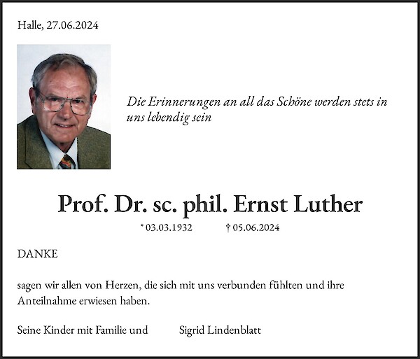 Danksagung von Prof. Dr. sc. phil. Ernst Luther