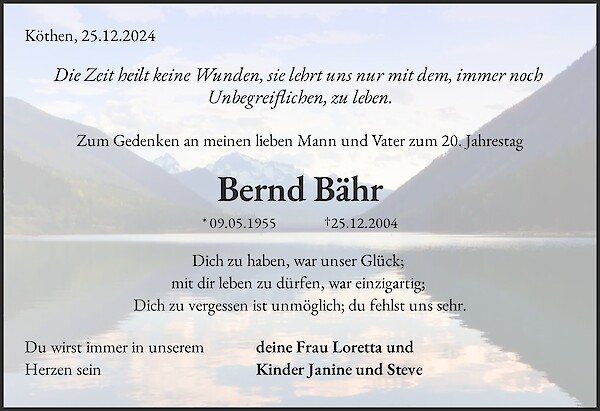 Jahresgedenken von Bernd B&auml;hr