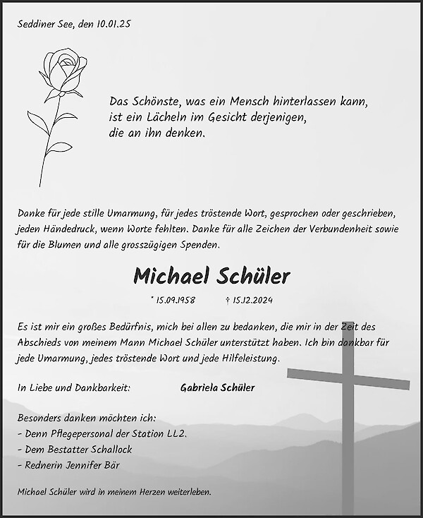 Danksagung von Michael Sch&uuml;ler, Seddiner See