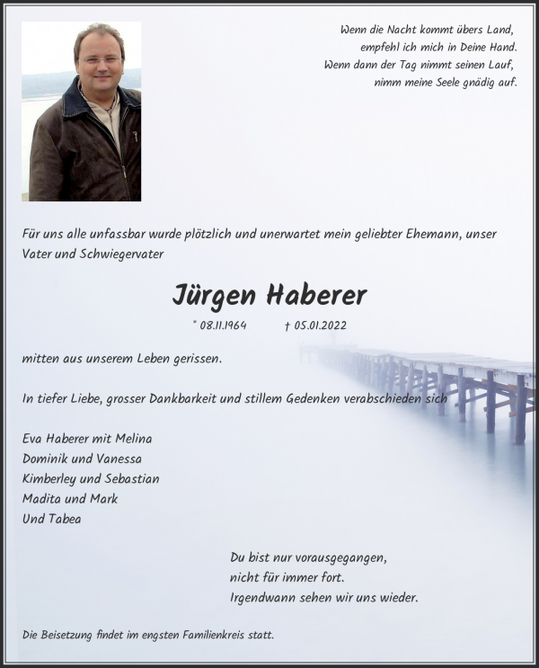 Traueranzeige von J&uuml;rgen Haberer, Kirchhain