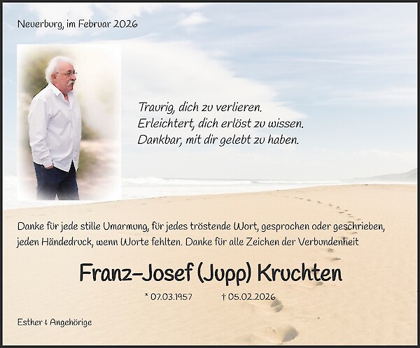 Danksagung von Franz-Josef (Jupp) Kruchten, Neuerburg