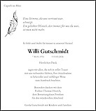 Traueranzeige Willi Gutschmidt