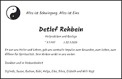 Traueranzeige Detlef Rehbein