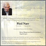 Traueranzeige Paul Narr